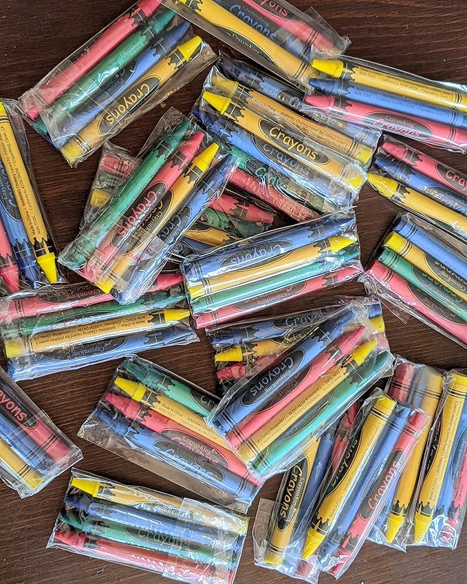 CrayonKing 75 Sets of 4-Packs in Cello (300 total bulk Crayons) Restaurants, Party Favors, Birthdays, School Teachers & Kids Coloring Non-Toxic Crayons