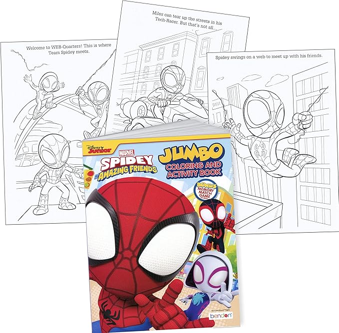 Spidey and His Amazing Friends Activity Set Bundle - Spiderman Coloring Book, Spiderman Stickers, 2-Sided Superhero Door Hanger and More, Red