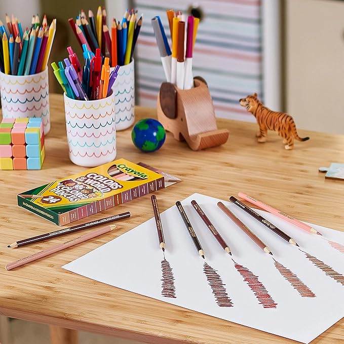 Crayola Colors of the World Colored Pencil Set (24ct), Skin Tone Colored Pencils for Kids, Coloring Book Pencils, Gifts for Kids