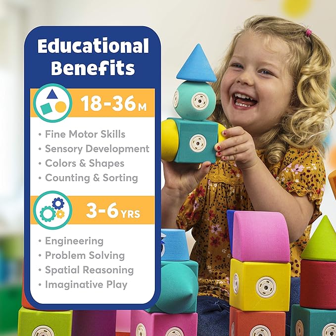 Magnetic Foam Blocks – STEM Preschool Toys for Children, Toddlers, Boys and Girls, The Ultimate Bath Toy – Critter Set, Bath Building Blocks, Engineering Toys for Kids 3-6