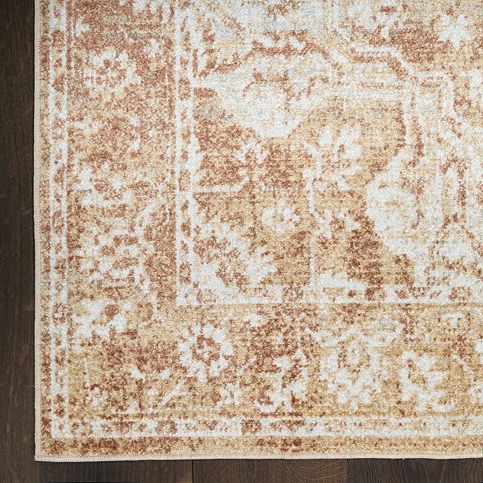 Nourison Astra Machine Washable Rust 4' x 6' Area Rug - Easy Cleaning, Non Shedding, Bed Room, Living Room, Dining Room, Kitchen (4' x 6')