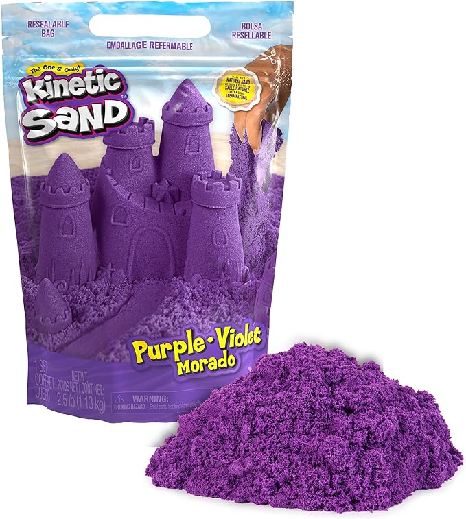 Kinetic Sand, 2.5lbs Purple Play Sand, Moldable Sensory Toys for Kids, Resealable Bag, for Ages 3 and up