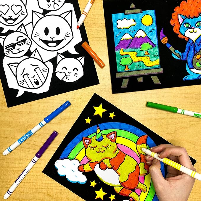 Super Pack of 18 Fuzzy Coloring Posters (Silly Kitties Edition) - Arts & Crafts for Kids, Toddlers, Girls, Boys & Adults - Great for Family Fun Activities or Coloring with Friends (1 Pack)