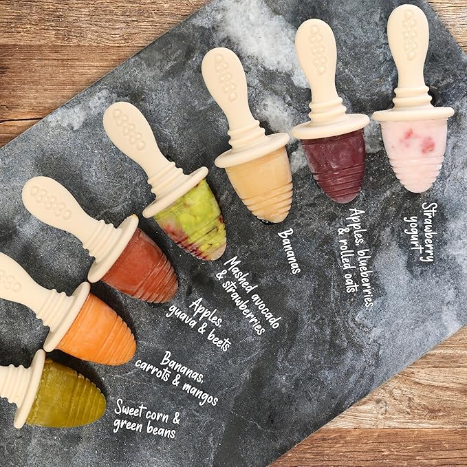 PrimaStella Silicone Petite Pops - Baby Popsicle Mold - BPA Free - Dishwasher Safe - 4 months+ (Dusty Rose Teether Pops)