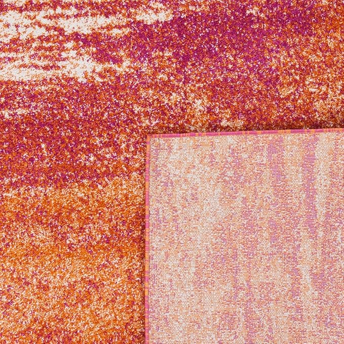 SAFAVIEH Evoke Collection 5'1" x 7'6" Ivory / Orange EVK272P Modern Abstract Non-Shedding Living Room Bedroom Area Rug