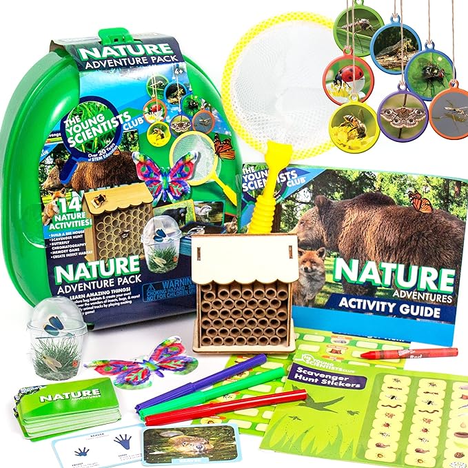 Nature Adventure Pack by Horizon Group USA, Nature Kit for Kids, Includes Hands-On Guide, 14+ Activities, Reusable Backpack, 42-Piece Card Game, Scavenger Hunt & More, Multi