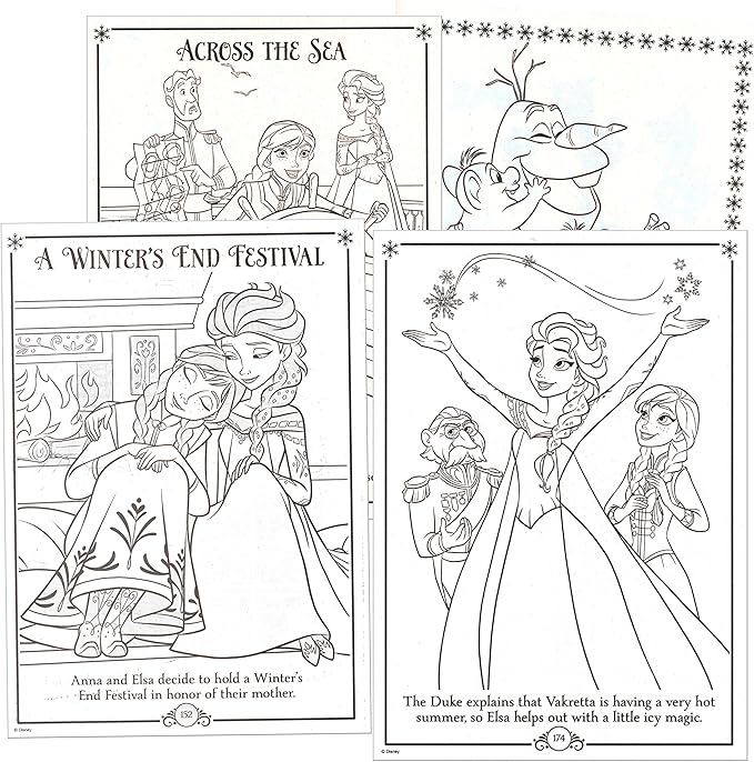 Disney Frozen Coloring Book with Stickers Set - Bundle Includes Disney Frozen Coloring Book, 500 Disney Frozen Stickers, 2-Sided Castle Door Hanger, Thank You Card Craft