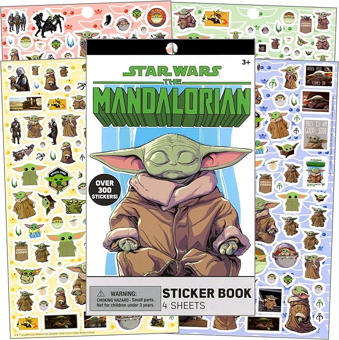 Disney Studios Star Wars Mandalorian Coloring Book Set - Bundle Includes Baby Yoda Stickers and Specialty Door Hanger(Star Wars Classic)