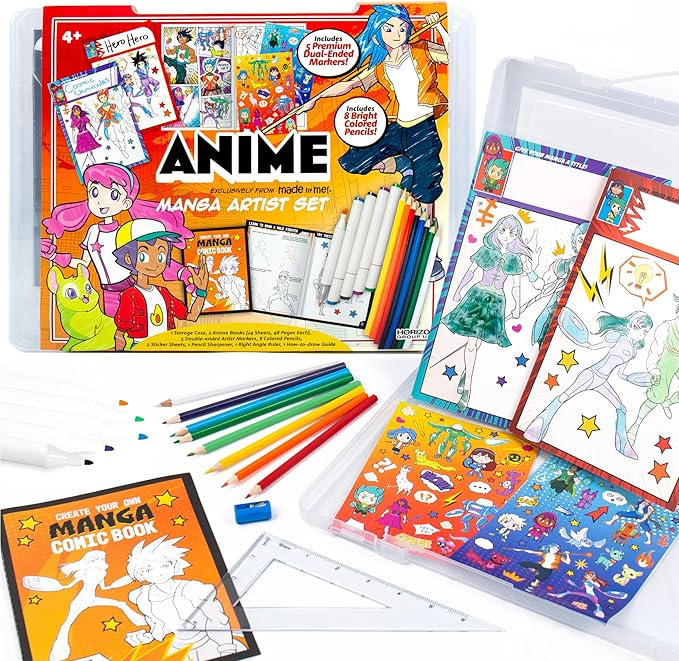 Made By Me Manga Artist Set, How to Draw Anime, Create 2 Comic Books, Great Gifts for Anime Enthusiasts, Awesome Art Kit, Drawing Kit Arts & Crafts for Kids, Great Addition to Anime Collection