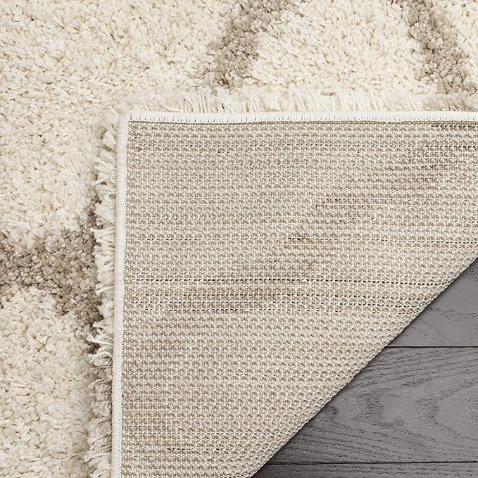 SAFAVIEH Hudson Shag Collection Runner Rug - 2'3" x 8', Ivory & Beige, Moroccan Trellis Design, Non-Shedding & Easy Care, 2-inch Thick Ideal for High Traffic Areas in Living Room, Bedroom (SGH283D)