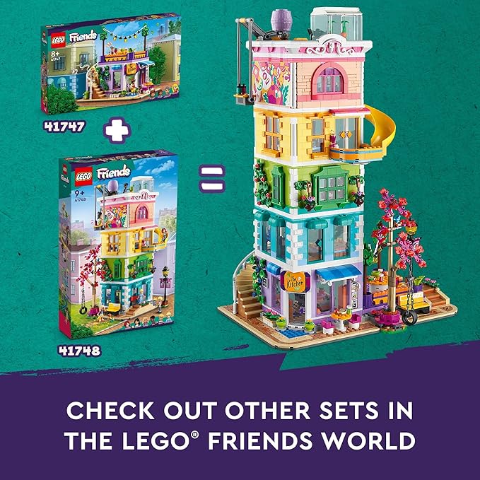 LEGO Friends Heartlake City Community Kitchen 41747 Pretend Building Toy Set, Creative Fun for Boys and Girls Ages 8+, with 3 Mini-Dolls, 1 Micro-Doll, a Pet Cat and Lots of Kitchen Accessories