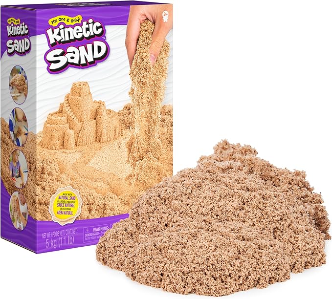 Kinetic Sand, 11lb (5kg) Natural Brown Bulk Play Sand for Arts and Crafts, Sandbox, Moldable Sensory Toys for Kids Ages 3 and up