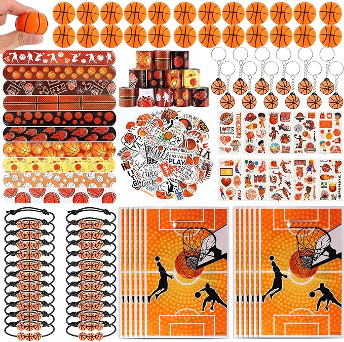 Kolewo4ever 295 Pieces Basketball Party Favors Supplies Set Bulk Sports Goodie Bag Fillers for Sports Party Gifts Bags (Basketball)