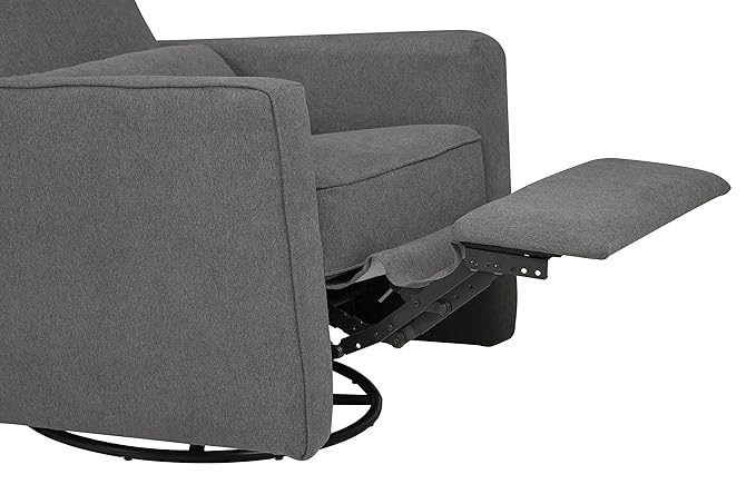 DaVinci Piper Upholstered Recliner and Swivel Glider in Dark Grey, Greenguard Gold & CertiPUR-US Certified