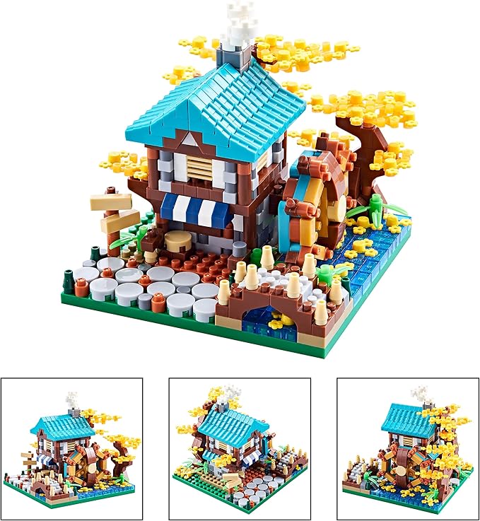 Autumn Architecture Flower Treehouse Micro Blocks Building Sets for Adults Tree and Plants Mini Bricks Modle Kit Creative DIY Gift for Kids.