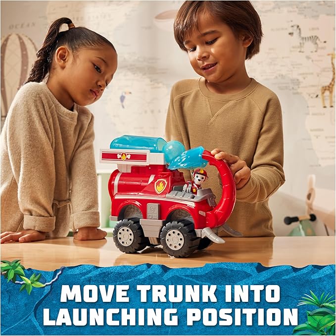 PAW Patrol Jungle Pups, Marshall Elephant Firetruck with Projectile Launcher, Toy Truck with Action Figure, Kids Toys for Boys & Girls Ages 3 and Up
