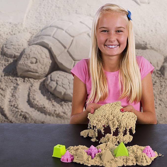 National Geographic 6 Lb. Moon Sand Combo Pack - 2 Lbs. Each of Blue, Purple and Natural Play Sand with Castle Molds - A Fun No Mess Sensory Activity, Kids Fake Sand Play Set (Amazon Exclusive)