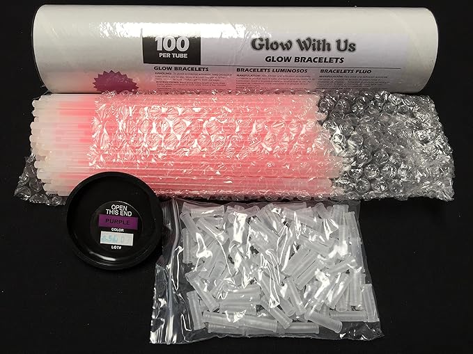 Glow Sticks Bulk Wholesale Bracelets, 2500 8” Purple Glow Stick Glow Bracelets, Bright Color, Glow 8-12 Hrs, Glow Party Favors Supplies, Sturdy Packaging, GlowWithUs Brand