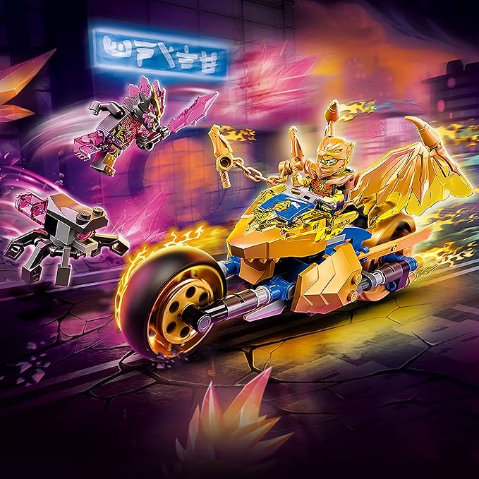 LEGO NINJAGO Jay's Golden Dragon Set, 71768 Toy Motorcycle with Dragon, Spider Figure and Jay Minifigure, Birthday Gift Idea for Kids 7 Plus