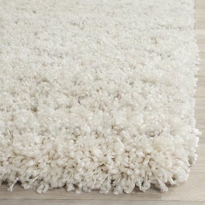 SAFAVIEH Arizona Shag Collection 2'3" x 22' Ivory/Beige ASG741A Moroccan Non-Shedding 1.6-inch Thick Living Room Dining Entryway Foyer Hallway Runner Rug
