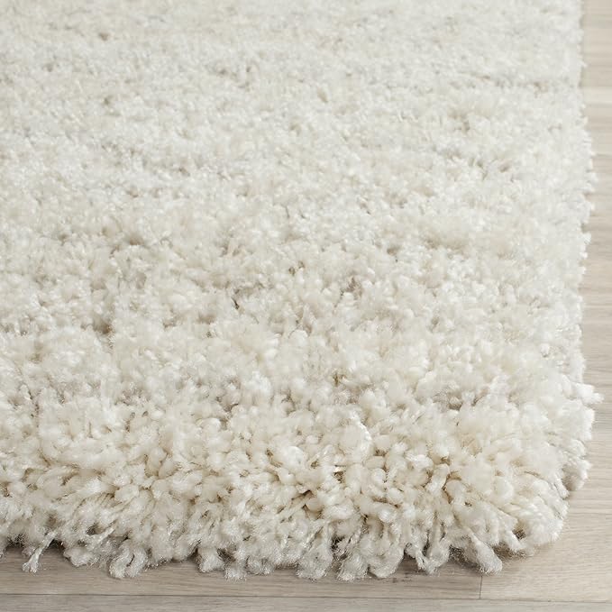 SAFAVIEH Arizona Shag Collection 2'3" x 20' Ivory/Beige ASG741A Moroccan Non-Shedding 1.6-inch Thick Living Room Dining Entryway Foyer Hallway Runner Rug