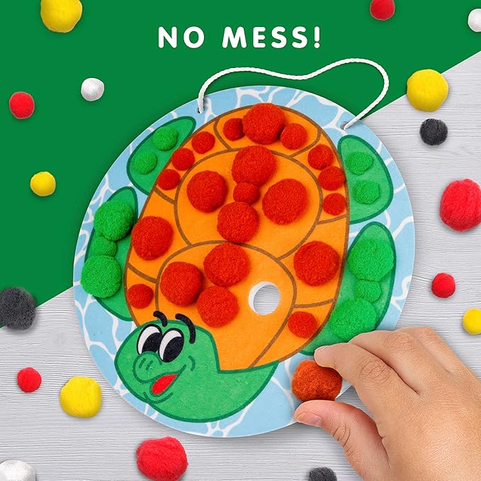 NATIONAL GEOGRAPHIC Kids Pom Poms Arts and Crafts Kit - Pom Pom Animals Toddler Craft Kit, Preschool Art, Toddler Crafts Ages 3-5, Crafts for Toddlers 2-4 Years, Pom Pom Pictures, Pom Pom Art