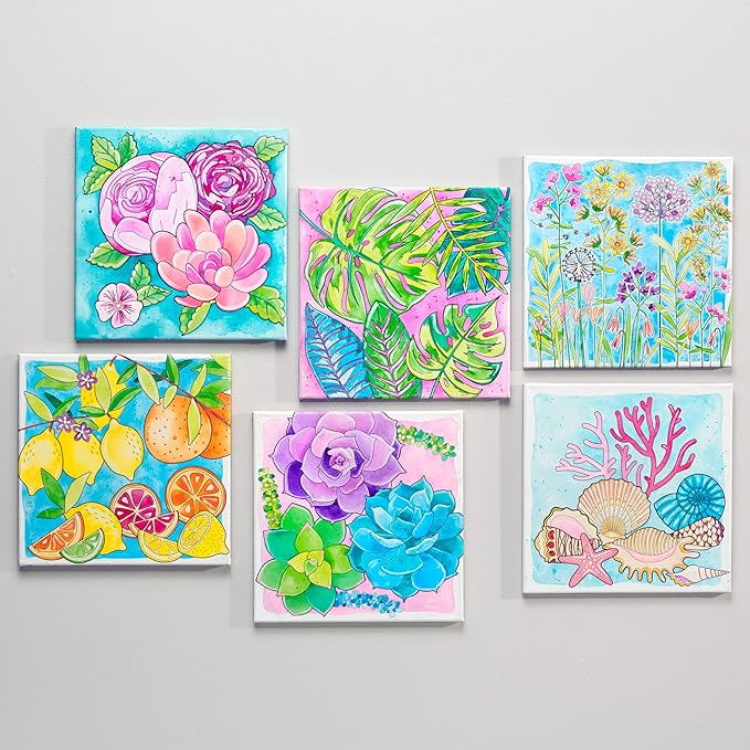 Faber-Castell Watercolor Paint by Number, Succulents - Adult Paint by Number Kit on Canvas