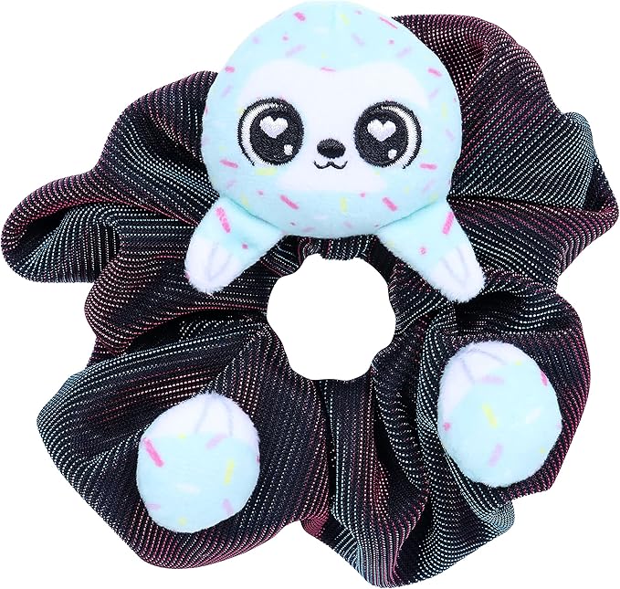 Scrunchmiez Giantz, These Cute Oversized scrunchies Magically Transform from Hair Accessory to Lovable Plush Collectible Friend and Backpack Clip! - Sprinki The Sloth, Multicolor, (96533)