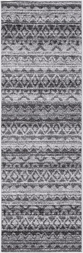 SAFAVIEH Adirondack Collection Runner Rug - 2'6" x 8', Ivory & Charcoal, Moroccan Boho Distressed Design, Non-Shedding & Easy Care, Ideal for High Traffic Areas in Living Room, Bedroom (ADR119N)