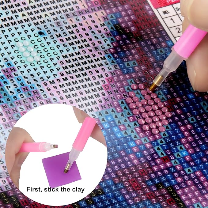 FEBSNOW Painting Glue Clay DIY Diamond Embroidery Wax Tool Set (Purple 60 pcs)