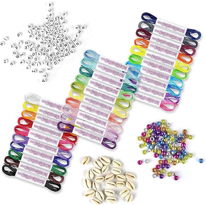 Choose Friendship, My Friendship Bracelet Maker Ultimate Expansion Pack, 120 Pre-cut Threads and 225 Beads, Makes 24-48 Bracelets