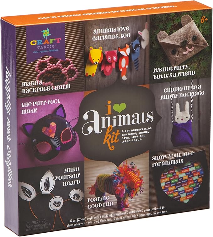 Craft-tastic – I Love Animals Kit – Craft Kit Makes 8 Animal-Themed Projects