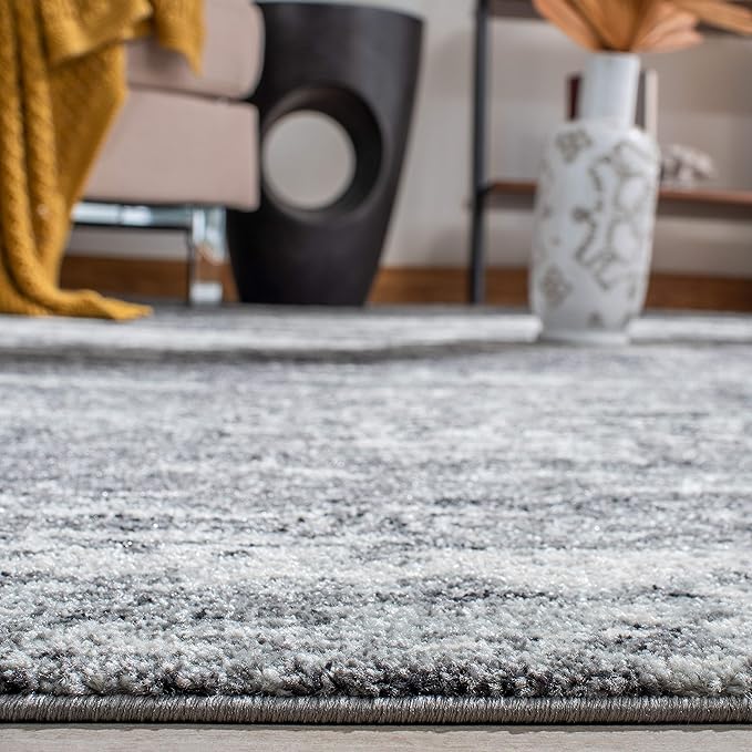 SAFAVIEH Evoke Collection 2'2" x 7' Ivory/Grey EVK272F Modern Abstract Non-Shedding Entryway Foyer Living Room Bedroom Kitchen Runner Rug