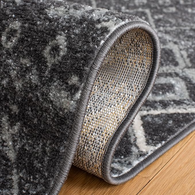 SAFAVIEH Amsterdam Collection Runner Rug - 2'3" x 10', Dark Grey & Light Grey, Moroccan Boho Design, Non-Shedding & Easy Care, Ideal for High Traffic Areas in Living Room, Bedroom (AMS108J)