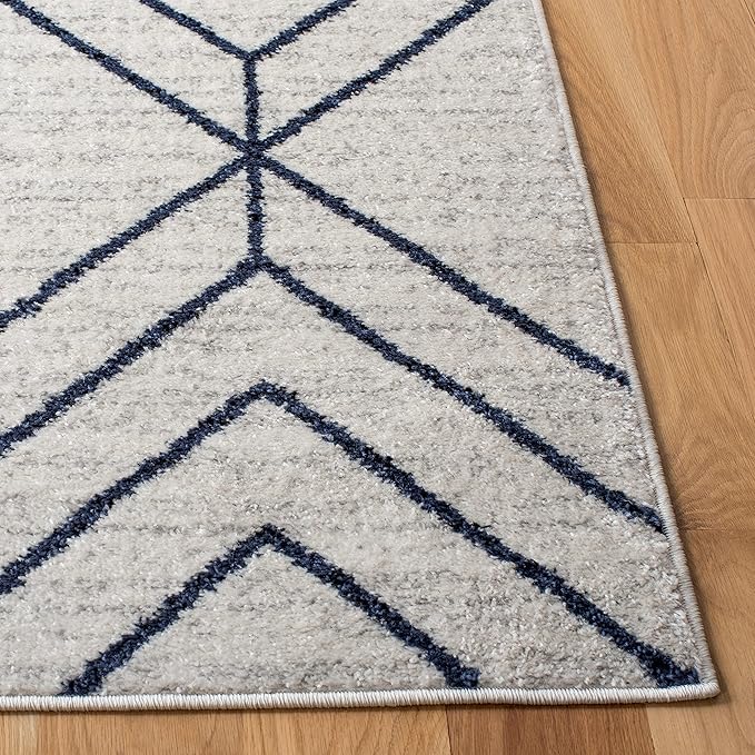 SAFAVIEH Adirondack Collection Accent Rug - 3' x 5', Light Grey & Navy, Modern Geometric Design, Non-Shedding & Easy Care, Ideal for High Traffic Areas in Entryway, Living Room, Bedroom (ADR241N)