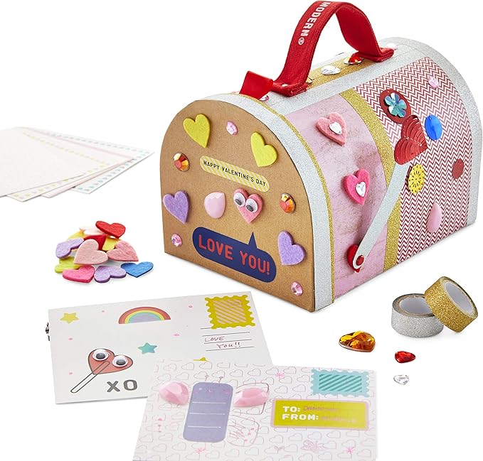Kid Made Modern Valentine's Day DIY Craft Kit for Kids 6+ - Complete Mailbox & Card Making Set with 250+ Art Pieces - Creative & Engaging Activities for Boys & Girls