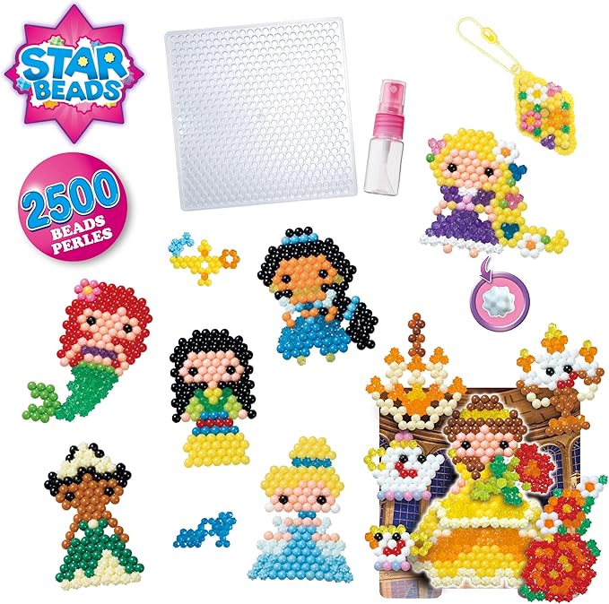 Aquabeads Disney Princess Creation Cube, Complete Arts & Crafts Bead Kit for Children - Over 2,500 Beads & Display Stand The Create Belle, Ariel, Tiana, Rapunzel and More