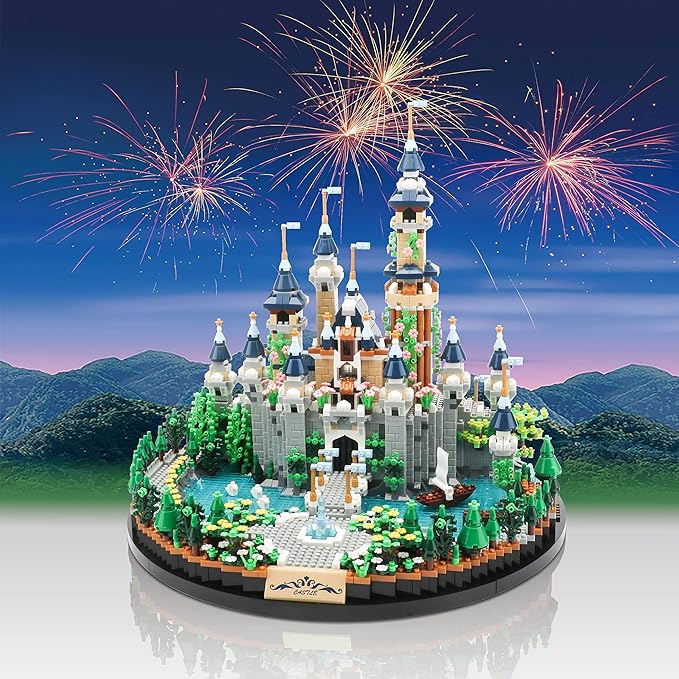 Magic Princess Blue Castle Micro Building Blocks for Adults Mini Building Kit, Creative Display Gift for Women and Kids Ages 14+ 3600 PCS