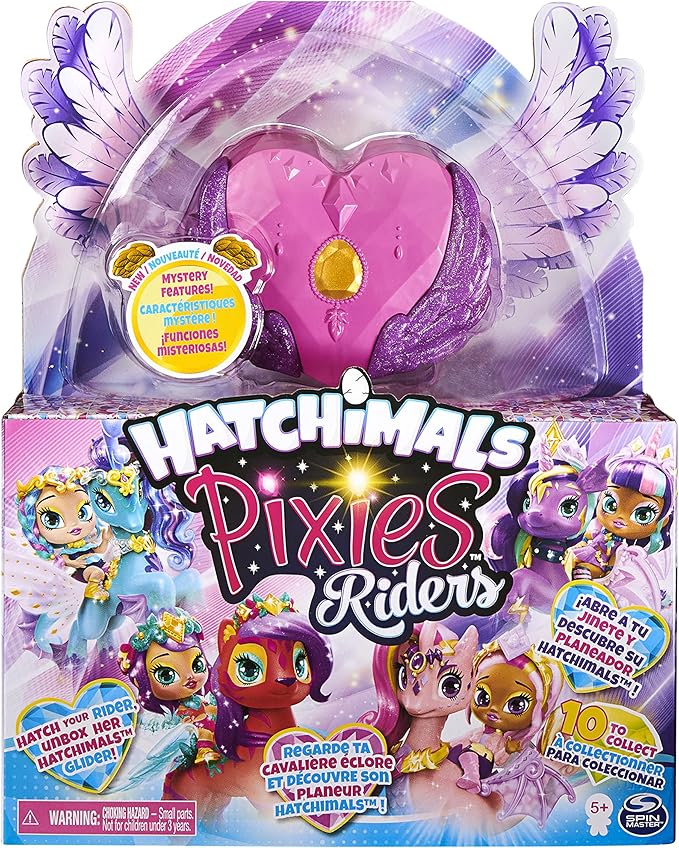 Hatchimals Pixies Riders, Crystal Charlotte Pixie and Draggle Glider Set with Mystery Feature
