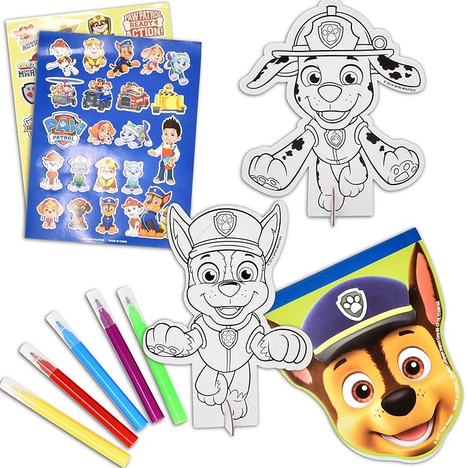 Paw Patrol Coloring and Activity Tin Box, Includes Markers, Stickers, Mess Free Crafts Color Kit in Tin Box, for Toddlers, Boys and Kids