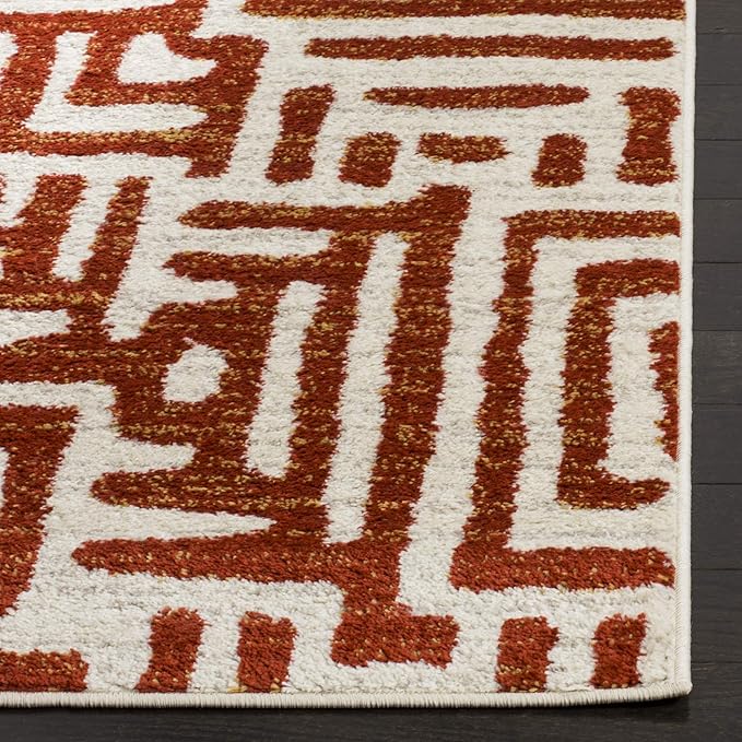 SAFAVIEH Amsterdam Collection Accent Rug - 3' x 5', Ivory & Terracotta, Modern Abstract Design, Non-Shedding & Easy Care, Ideal for High Traffic Areas in Entryway, Living Room, Bedroom (AMS106B)