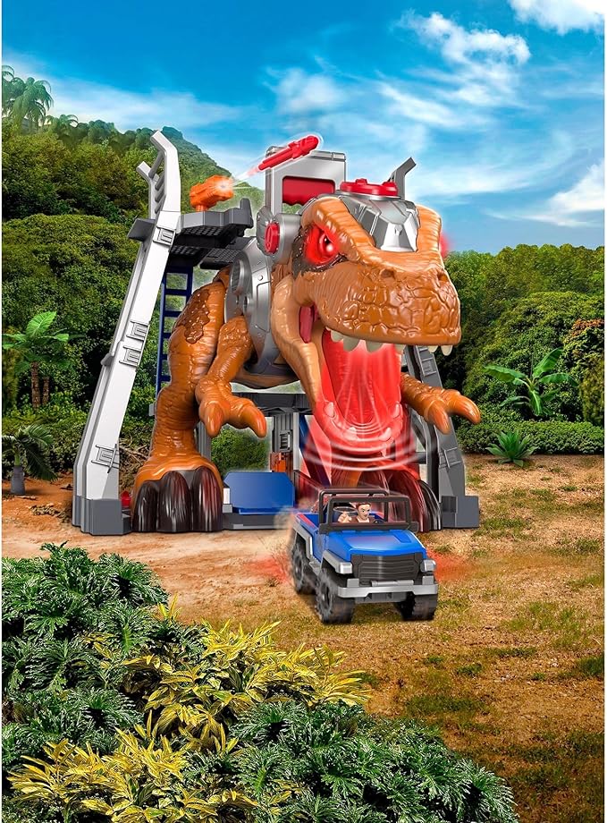 Fisher-Price Imaginext Jurassic World Dinosaur Toy, T. rex with Lights & Owen Grady Figure, Preschool Kids Ages 3+ Years (Amazon Exclusive)
