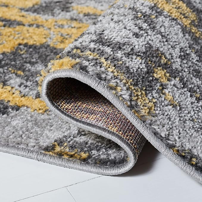SAFAVIEH Adirondack Collection 12' Square Grey / Yellow ADR134H Modern Abstract Non-Shedding Living Room Bedroom Dining Home Office Area Rug