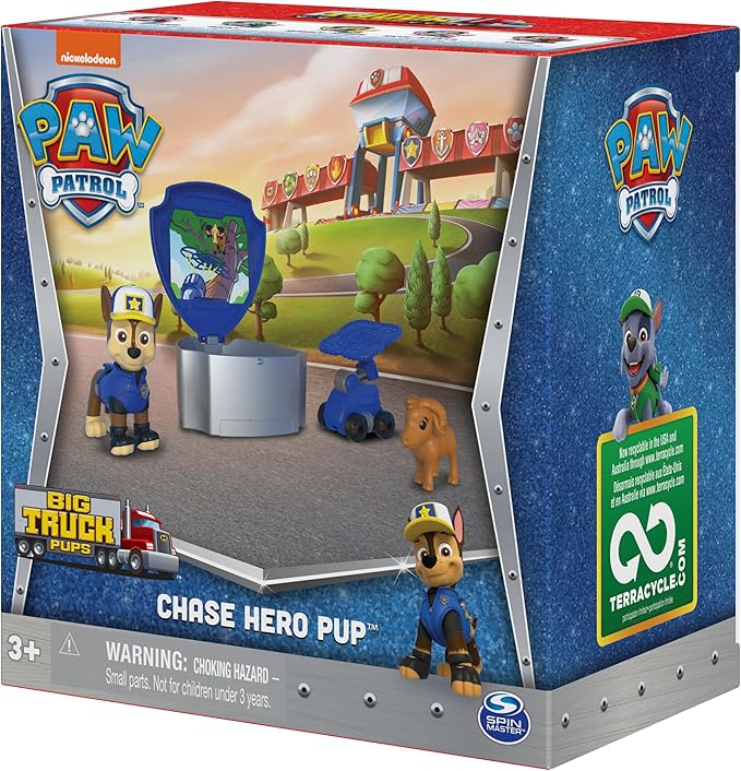 Paw Patrol, Big Truck Pups Chase Action Figure with Clip-on Rescue Drone, Command Center Pod and Animal Friend Kids Toys Ages 3 and up