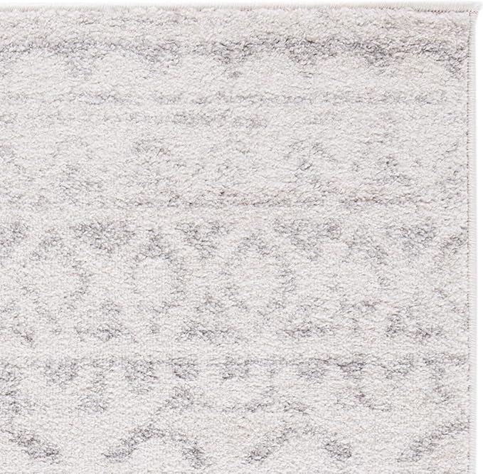 SAFAVIEH Adirondack Collection Area Rug - 8' x 10', Ivory & Silver, Moroccan Boho Distressed Design, Non-Shedding & Easy Care, Ideal for High Traffic Areas in Living Room, Bedroom (ADR119A)