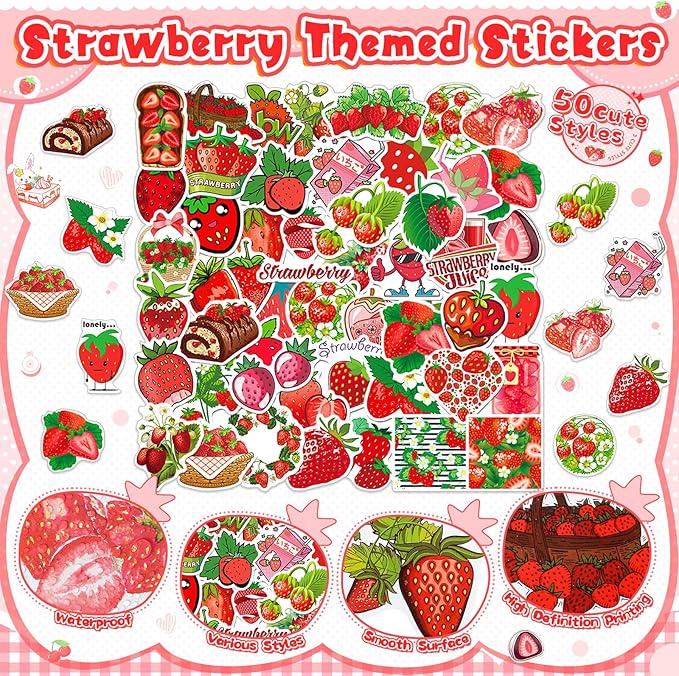 196 Pieces Strawberry Party Favors Include Sweet Berries Slap Bracelets Stickers Keychains for Berry Birthday Party Supplies Sweet One Party Summer Fruit Goodie Bag Fillers