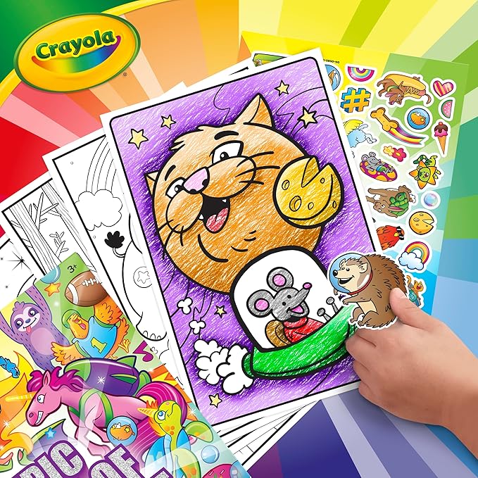 Crayola Epic Book of Awesome Coloring Book (288pgs), Animal Coloring Pages, Glitter Stickers, Travel Activity, Gift for Kids, Ages 3+