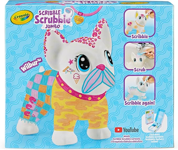Crayola Scribble Scrubbie Jumbo Pet - Wilbur (6in), Customizable Dog Toy for Kids, Arts & Crafts, Gifts for Boys & Girls, 3+