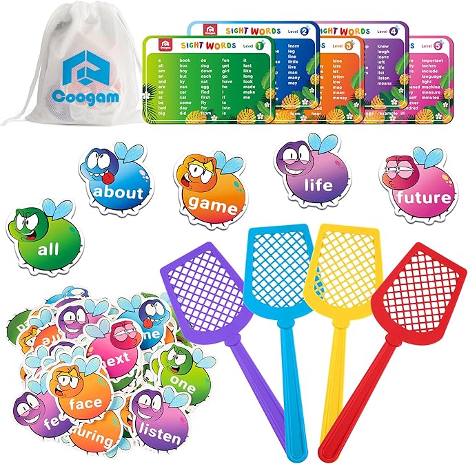 Coogam Sight Words Learning Game, Dolch Word Literacy Flash Cards Reading Phonic Toy with 400 Fry Sight Words List, Educational Montessori Toy Game for 3 4 5 Year Old Kids
