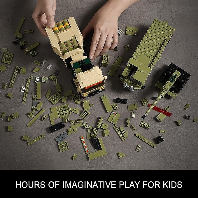 Military Vehicles Building Blocks Sets Compatible with Lego, Includes 2 Army Armored Trucks Toy Models - US M142 HIMARS & Dana M2, Great Army Toys Gift for Boys, Kids, and Teens Ages 8-14